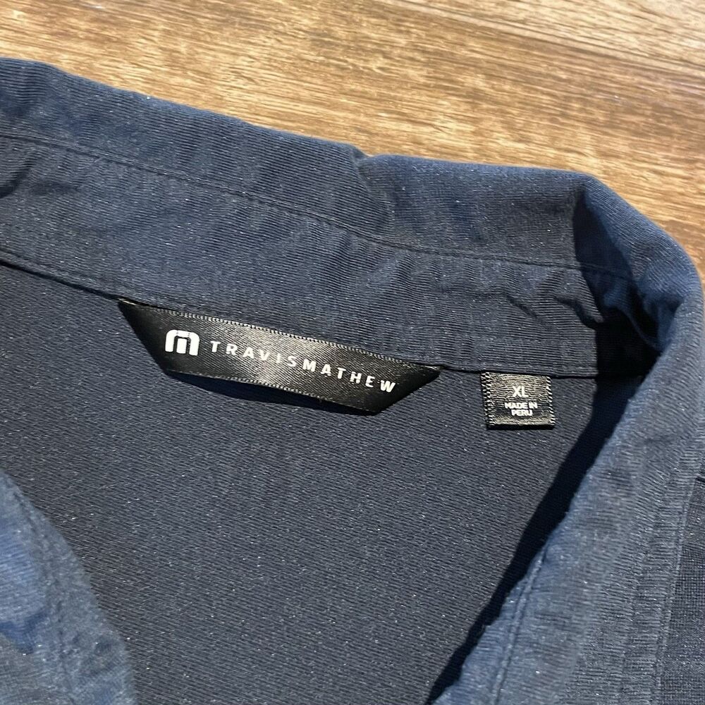 Travis Mathew Polo XL Navy State of the Art 2.0 Stripes Logo Performance Golf - Picture 4 of 8